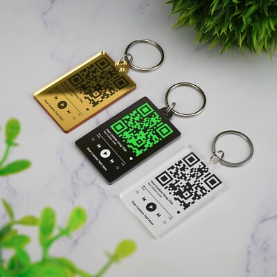 QR Code Song Keychain Scannable Barcode Music Keyring Boyfriend Girlfriend  GIft UK