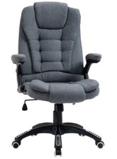 Vinsetto High Back Home Office Chair Swivel Linen Fabric Desk Chair Dark Grey