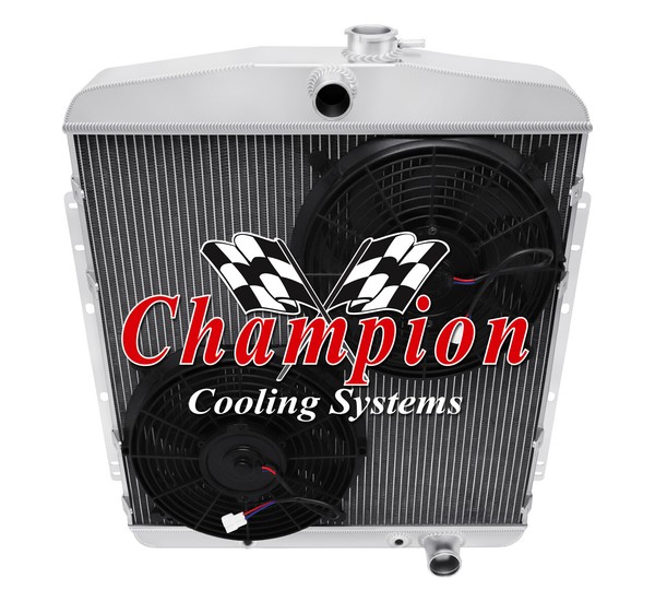 RR Champion 3 Row Radiator Chevy Config W/ 2 12" Fans for 1949 Olds Series 98