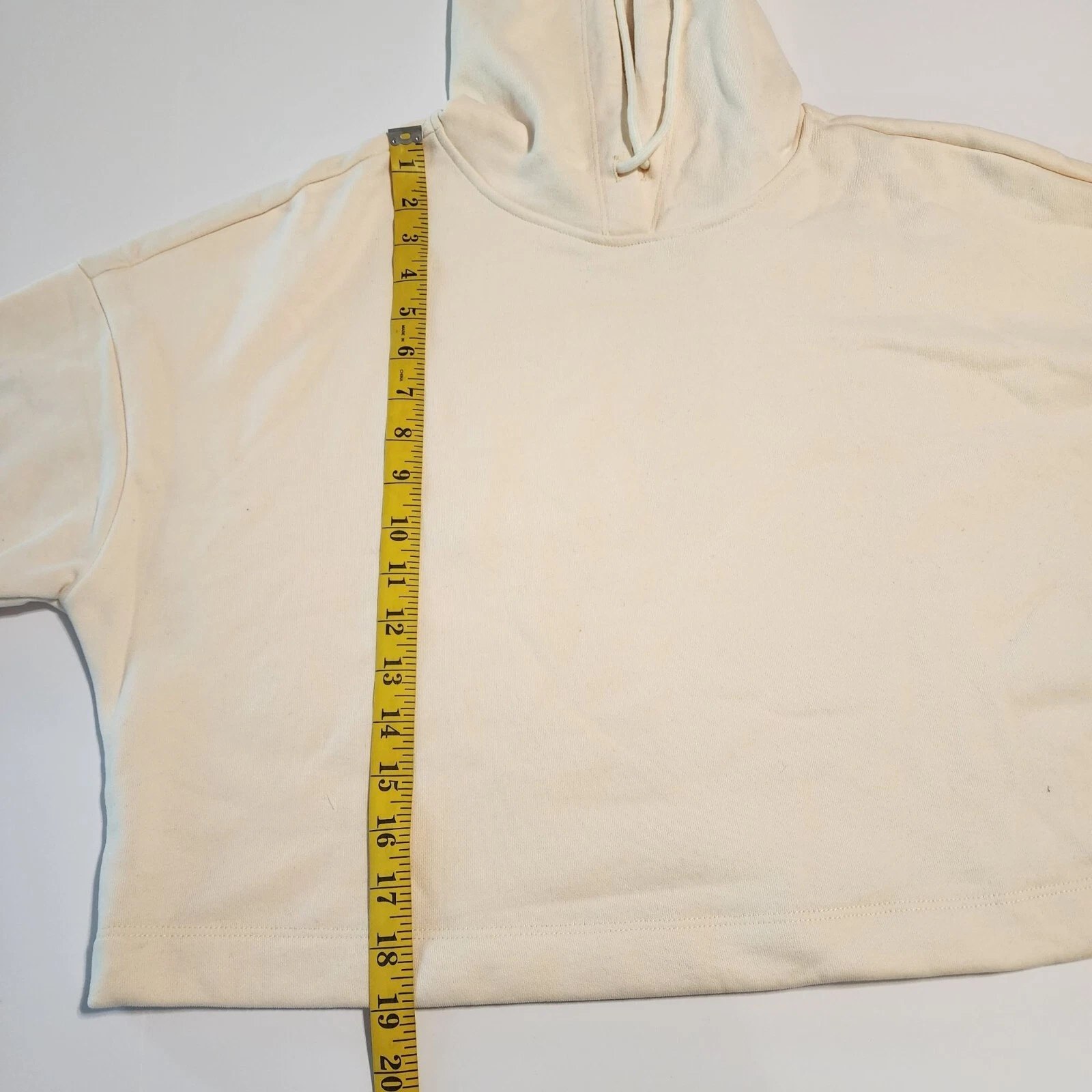 OFF WHITE Felpa con cappuccio Halara tg M donna spalle scoperte coulisse cropped panna