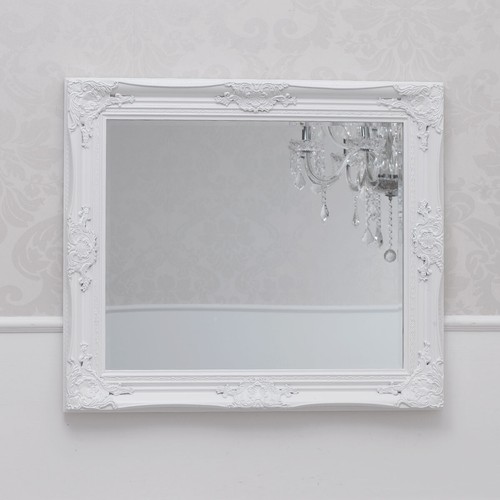 Specchiera Grigoria stile Barocco Moderno cornice intagliata bianco laccato l...