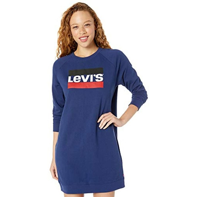 Womens Levi's Sweat SHIRT Dress Blue 