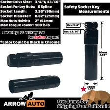 1x 3/4" & 13/16" Hex Socket Key Fits 6 Splines Tuner Lug Nuts