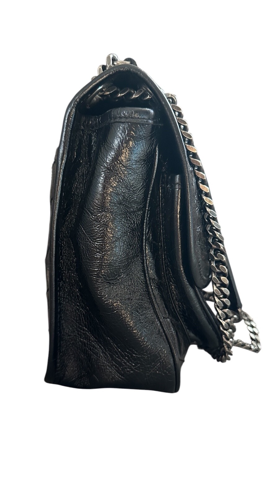 Borsa a tracolla Saint Laurent Niki bambino media trapuntata pelle arricciata NERA