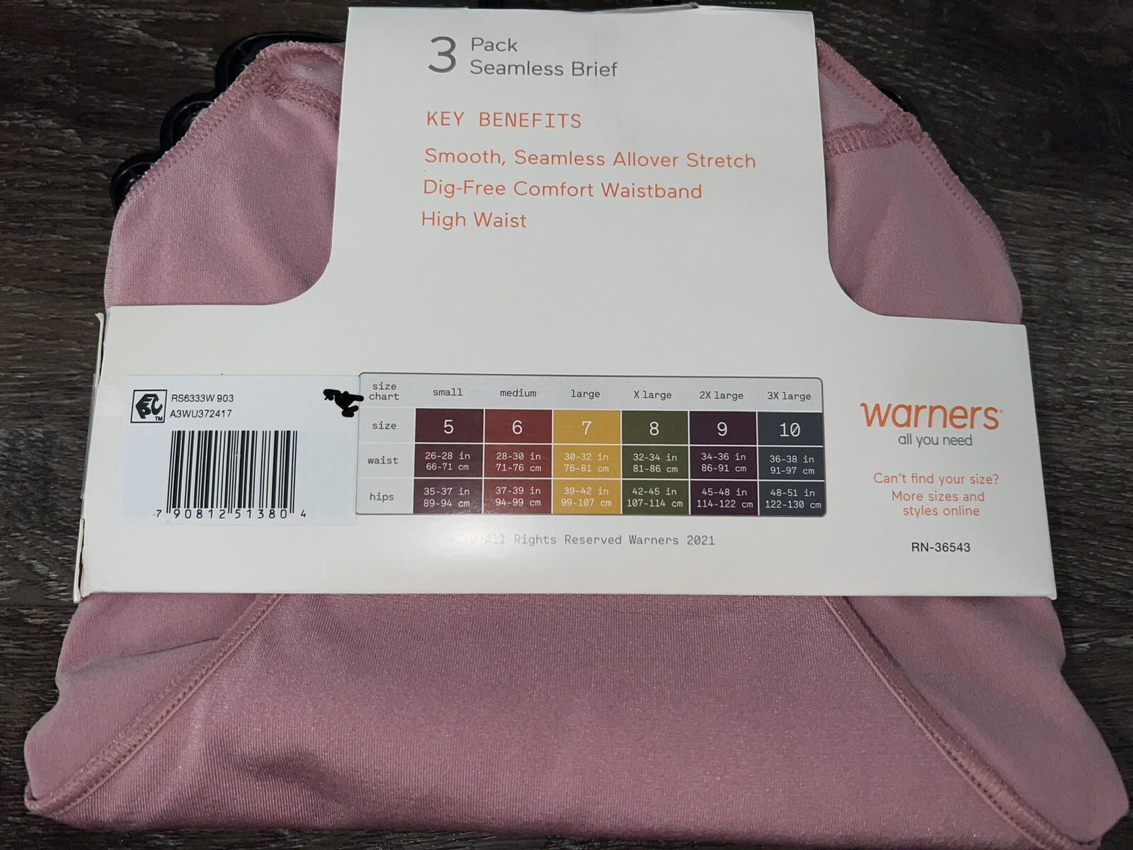 Warners Womens Brief Underwear Panties Nylon Blend 3Pair Seamless (P