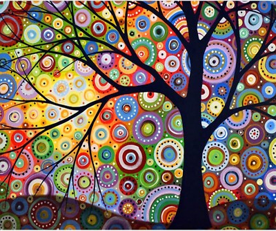 Diamond Art Painting Kits for Adults,Home Wall Decor Geometric Colored Tree 5D