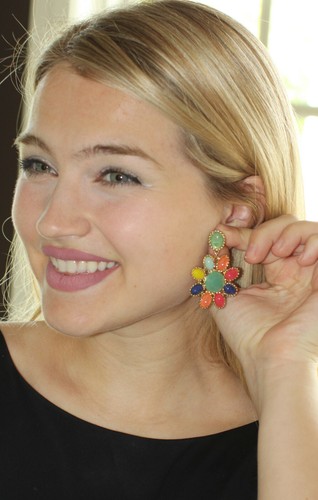 Kate Spade Amalfi Mosaic Earrings multi chandelier & Norstrom flower/pearl lot 2 - Picture 5 of 10