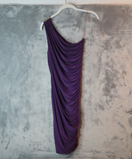 BLUE BANANA Dress Womens 4 UK 8 Purple Ruched Slinky Cocktail Party One Shoulder