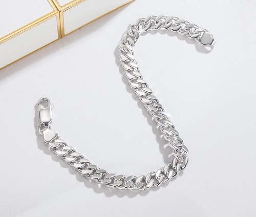 925 Sterling Silver 6.5mm Cuban Link Chain Bracelet Sturdy for Men Boys Women - Picture 3 of 6
