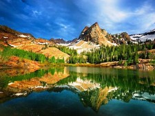 Landscape utah usa mountains lake reflection trees Custom Gaming Mat Desk