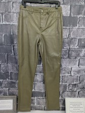 Shinestar Pants Women's Size L 30X30 Green Faux Leather High-Rise Skinny EUC