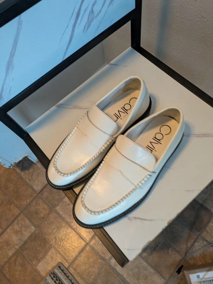 Calvin Klein Mens Dress Shoes 10.5 M White Leather - Image 4 of 4