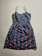 J CREW Watermelon Print Mini Cami Dress Sleeveless Fit & Flare Navy Blue Size 2
