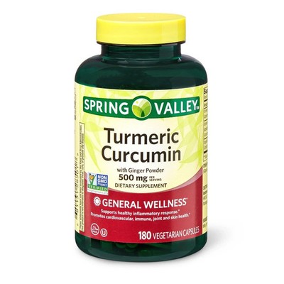 Spring Valley Turmeric Curcumin with Ginger Powder DietarySupplement 500mg 180ct