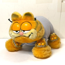 Vintage Dakin Garfield My Favorite Slippers 14" Plush Toy Blue Pajamas 1978 1981