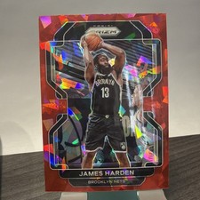 2021-2022 Panini Prizm #44 James Harden Red Cracked Ice Clippers 🔴🧊