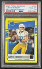 JUSTIN HERBERT PSA 10 2020 PANINI DONRUSS #303 ROOKIE PRESS PROOF YELLOW RC 028