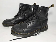 Dr Martens Girl's 1460 Boots Sz US 3/UK 2 Black Overlay Leather Combat Punk Zip
