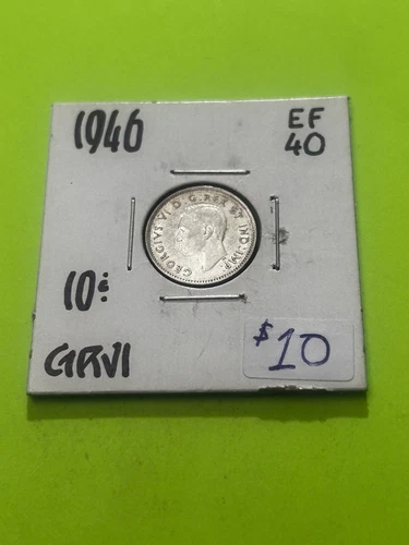 1946 Canadian 10c Dime .8 Silver George VI  AG  HIGHER GRADE.  TRENDING AT $11