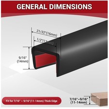 Self Adhesive Rubber Edge Protector - Black, 1/2"