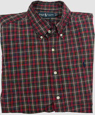 POLO Ralph Lauren Long Sleeve Dress Shirt Men's Custom Fit L LG Red Plaid 127