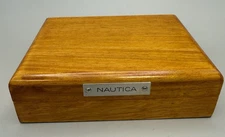 Nautica Wooden Presentation Box with Blue Velvet Lining-6 x 5 2.5 in