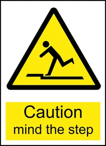 Mind the Step Caution Warning Sign Self Adhesive Vinyl Sticker