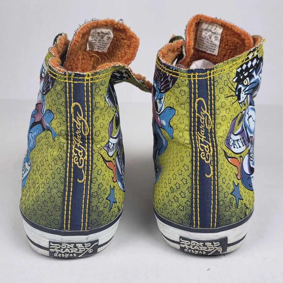 Ed Hardy Sneakers Mens 13 High Top Death Or Glory Skull Tattoo All Over Print - Image 4 of 4