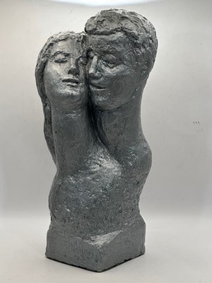 Vintage Sculpture Signed Austin Productions Inc 1971 Silver Couple
