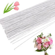 CCINEE 18 Gauge White Floral Stem Wire, 100 PCS Paper Wrapped 18, 18