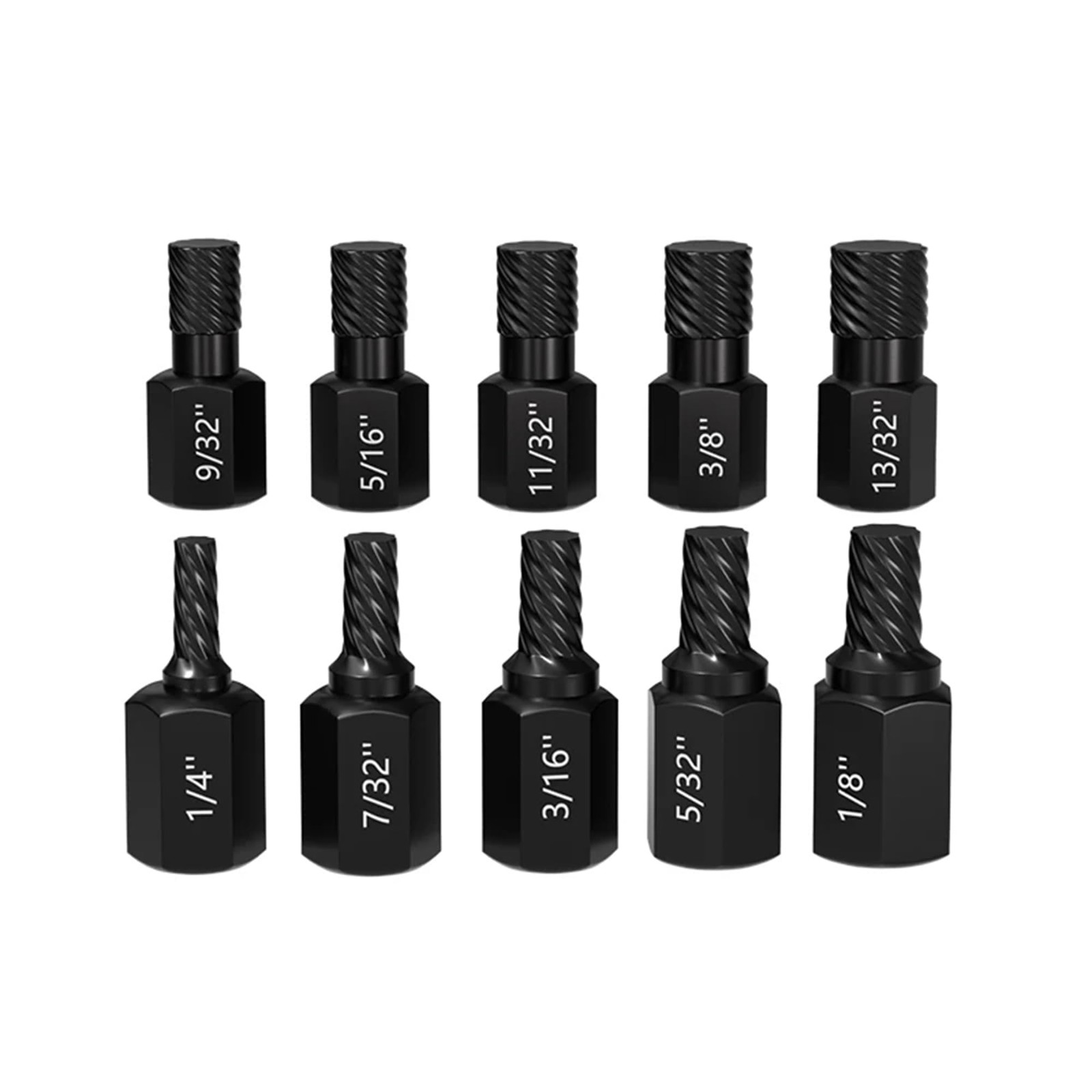 HUHAO 10 Pcs Screw Bolt Extractor Set, Hex Head Multi-Spline Easy Out Kit 10pc