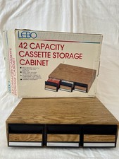 Vintage 42 Capacity Woodgrain Cassette Storage Cabinet