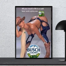 BLight Beer For The Farmers Sexy Girl Poster 16x24 Sexy Farm Girl Mancave Decor