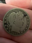 1909 Barber Quarter Dollar 90% Silver US 25c Coin - Circulated