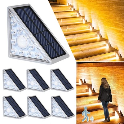 Solar Motion Sensor Step Light Waterproof IP67, 6 Pack LED Solar Powered Stai...