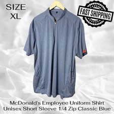 McDonald's Employee Uniform Shirt Unisex XL Short Sleeve 1/4 Zip Classic Blue