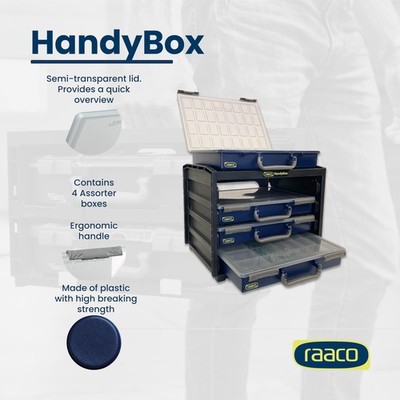 Raaco HandyBox Toolbox Storage & Carrying 4x Full-Size Assorters