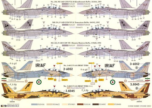 DXM Decals 1/72 Grumman F-14 Tomcat U.S. Navy & Iranian Air Force Versionen - Bild 3 von 6