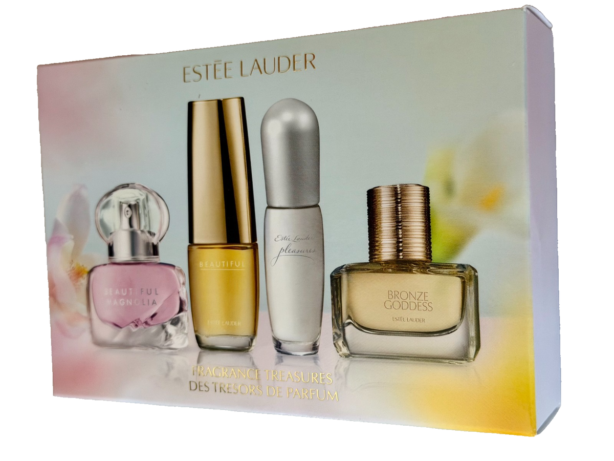 ESTEE LAUDER 4 Pc Fragrance Treasures Gift Set Deluxe Travel Purse