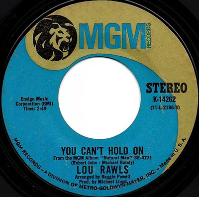 Lou Rawls A Natural Man / You Cant Hold On Vinyl Single 7inch MGM Records