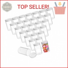 Juvale Film Canisters with Caps - 30-Count, 35mm, Clear - Plastic Cylinders with