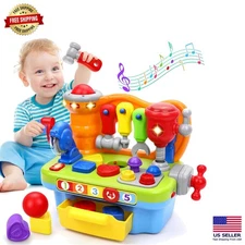 Delightful Musical Tool Bench for Boys: Fun Educational Toy with Light Effects