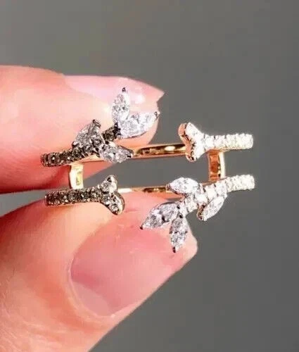 Anillo protector envolvente potenciador diamante simulado marquesa de 1 quilate enchapado en oro amarillo de 14K Foto 3 de 4