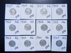 12 Circulated AG Buffalo Nickels 3-1920,3-1923,3-1925,3-1927