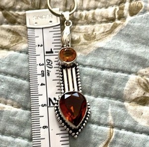 Vintage Necklace Citrine Smoky Topaz 925 Sterling Silver Necklace