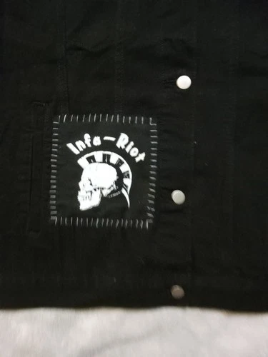 DIY Punk Denim Vest Medium A GLOBAL THREAT, SPECIAL DUTIES, 4 SKINS, INFA RIOT image 4