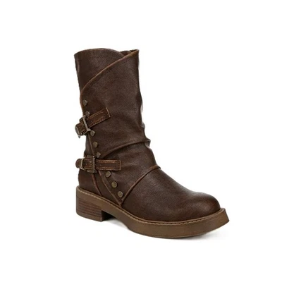 BLOWFISH MALIBU - VENICE | Womens Biker Style Twin Buckle/Zip Mid Boot Brown