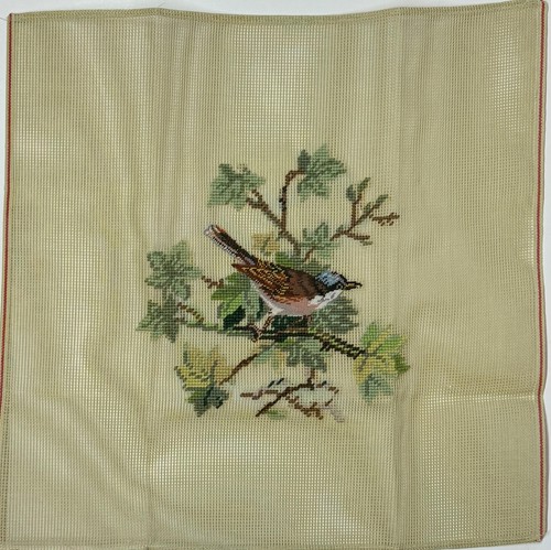 Preworked Center Worked BIRD ON BRANCH Needlepoint Canvas Petit Point 9x9" 20221 - Picture 2 of 3