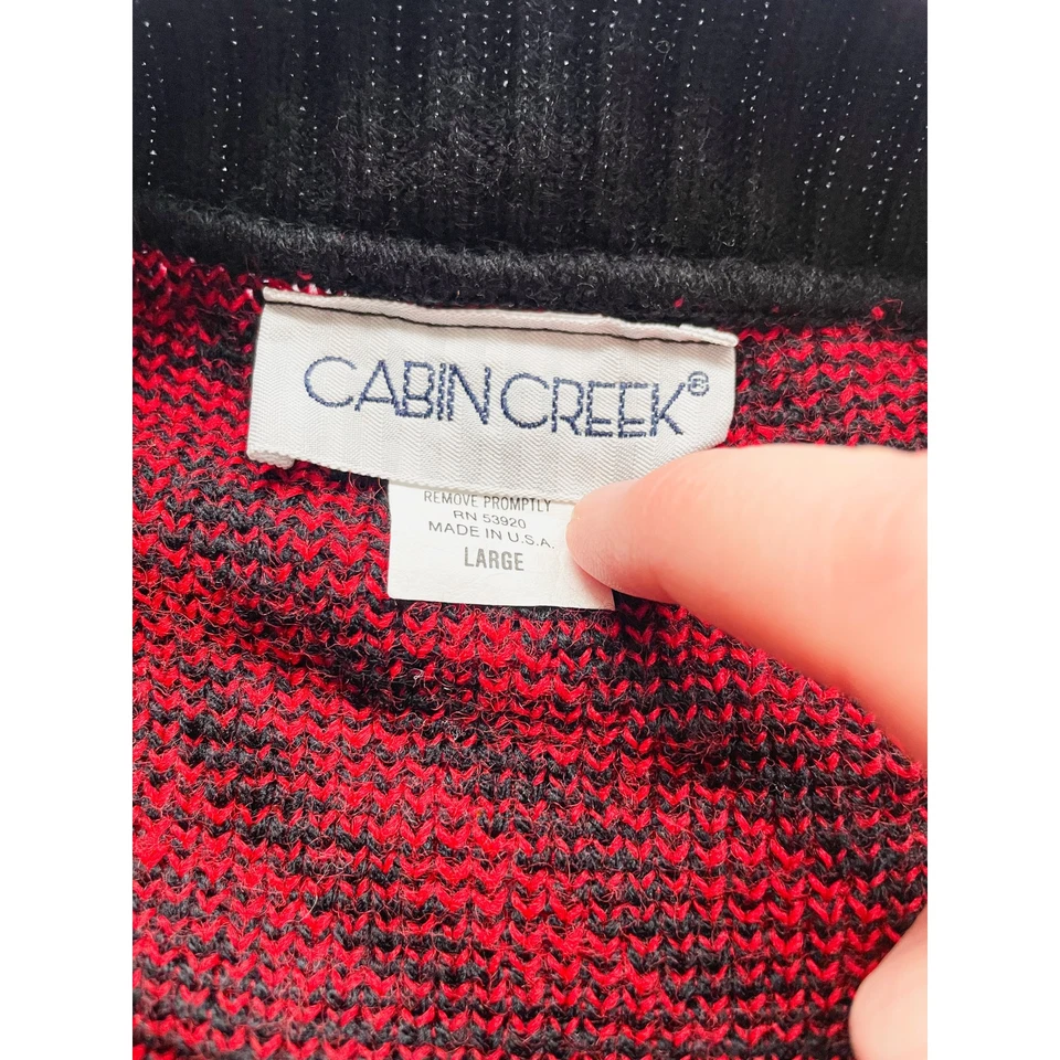 Cárdigan vintage a cuadros para mujer Cabin Creek rojo y negro talla L Foto 2 de 4
