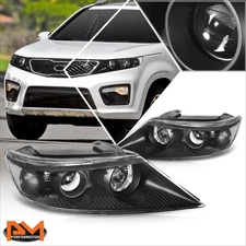 For 11-13 Sorento Factory Style Projector Headlights Black Housing Clear Corner
